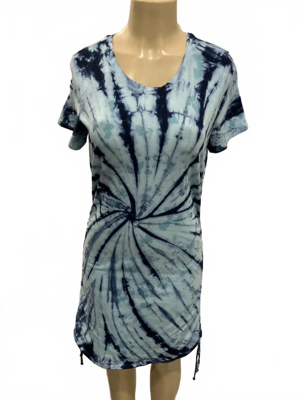PINK Victoria's Secret Blue Tie-Dye Ruched T-Shirt Dress Tun